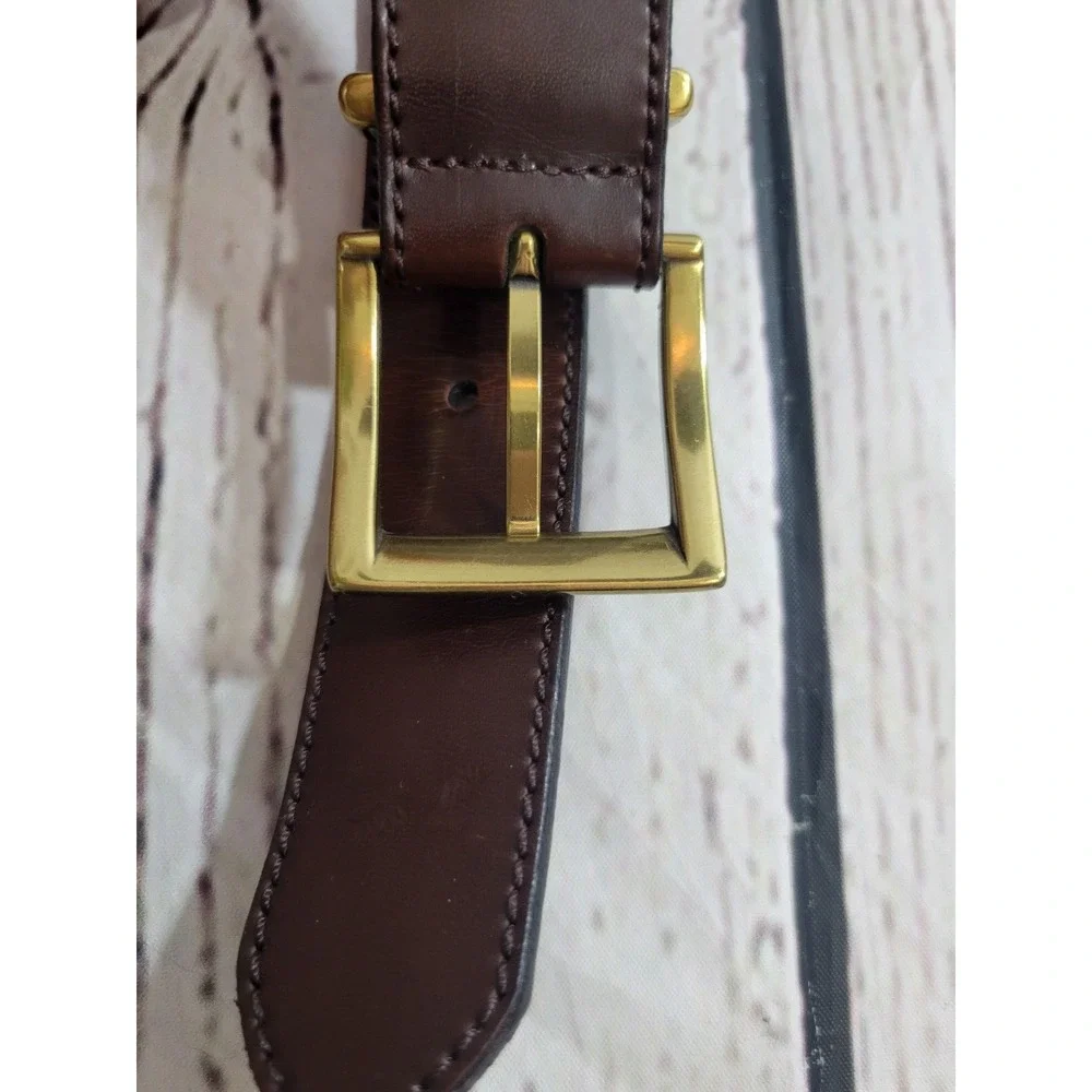 Unbranded Leather Belt Classic Professional Minimalist Dress Dark Brown Size 44